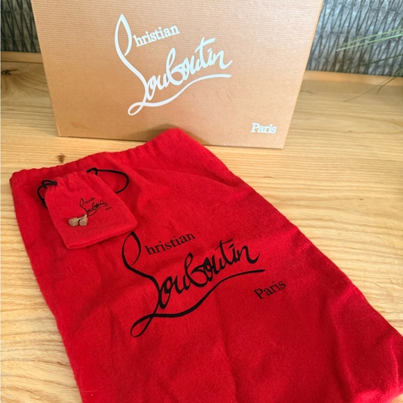 Christian Louboutin Red and Beige Patent Heels - Picture 6 of 6